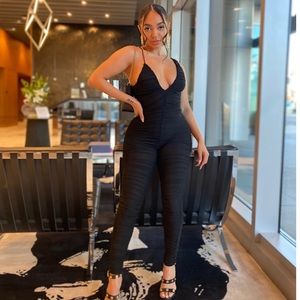 Black Rouched Jumpsuit